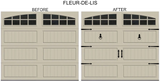 GARAGE DOOR FAUX HINGE, HANDLE, KNOCKER, VINYL STICKERS, FLEUR-DE-LIS