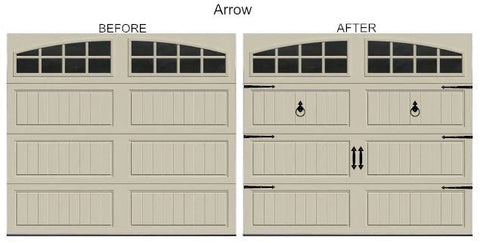 GARAGE DOOR FAUX HINGE, HANDLE, KNOCKER, VINYL STICKERS, ARROW