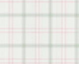 Chatham House Pink/Green Plaid  Damask Scroll Wallpaper - 48379