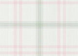 Chatham House Pink/Green Plaid  Damask Scroll Wallpaper - 48379