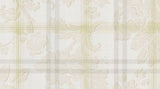 Chatham House Cream/Grey Plaid  Damask Scroll Wallpaper - 48305