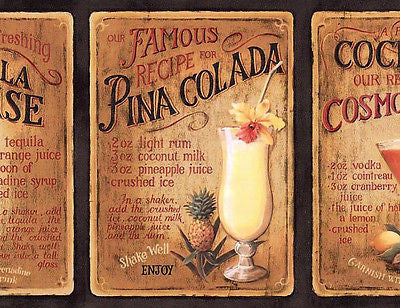 Imperial Cocktail Recipe (black) Wallpaper Border - LA036112B