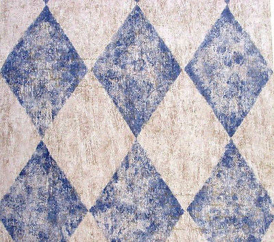 S.A. Maxwell Blue & Tan Harlequin Wallpaper - 7228-289