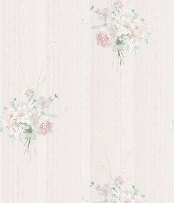 Madame Pink Floral Textured Stripe Wallpaper - 88407