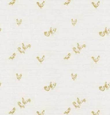 Brewster Cream & Gold Rooster Wallpaper - FD45727