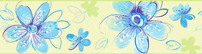 York Candice Olson Light Green Bohemian Floral Wallpaper Border - CK7704B