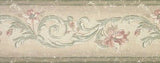 York Weathered Floral Scroll Wallpaper Border - SX3001B