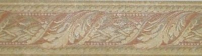 Brewster Honey Gold/Terracotta Leaf Scroll Wallpaper Border - 61389