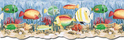 Blonder Tropical Fish Under Water (dark blue) Wallpaper Border - PB58036DB