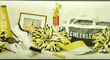 York Black & Gold Cheerleading Wallpaper Border - IN2693B