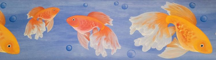 Brewster Donna Dewberry Painted Goldfish (blue) Wallpaper Border 233B61006