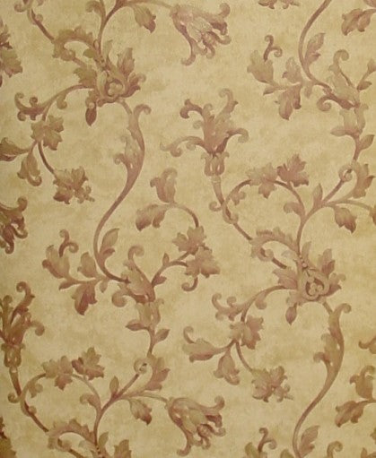 Fine Decor Cream/Burgundy Acanthus Scroll Wallpaper - 43322