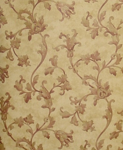 Fine Decor Cream/Burgundy Acanthus Scroll Wallpaper - 43322
