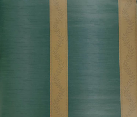 Gramercy Teal Green & Gold Stripe wallpaper - 541333