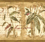 Brewster Brown, Green, Burgundy Bamboo Stalks Wallpaper Border - 80B64171