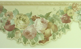 Satin Fruit and Flowers Scalloped Wallpaper Border - 937B22517