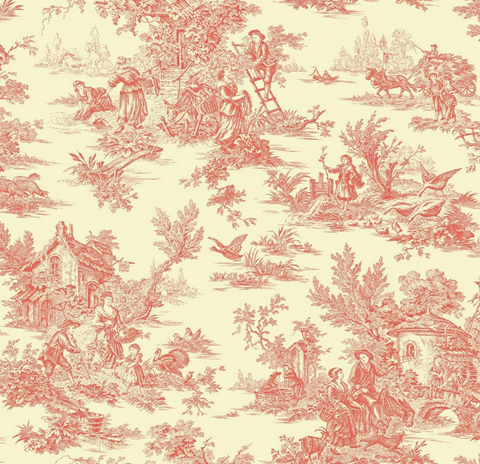 YORK, ASHFORD HOUSE CHAMAGNE TOILE WALLPAPER ORANGE/YELLOW- AF2018