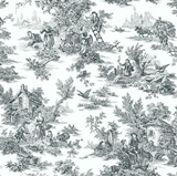 YORK, ASHFORD HOUSE CHAMAGNE TOILE WALLPAPER WHITE/BLUE- AT4229