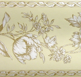 Brewster Light Yellow Floral Satin Wallpaper Border - FDB06944