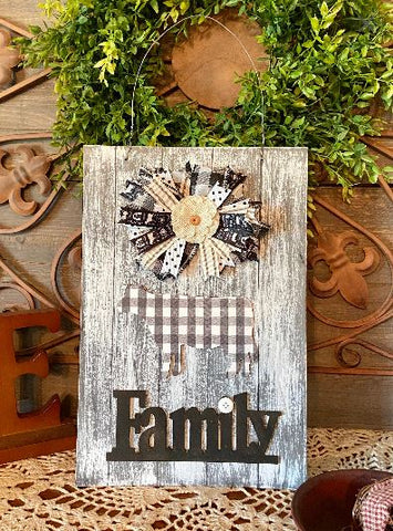 Farm House Plaid Cow, Family Shiplap Wall Hanging