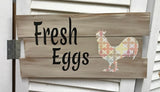 "FreshEggs" with Rooster Distressed Wooden Sign - 21318