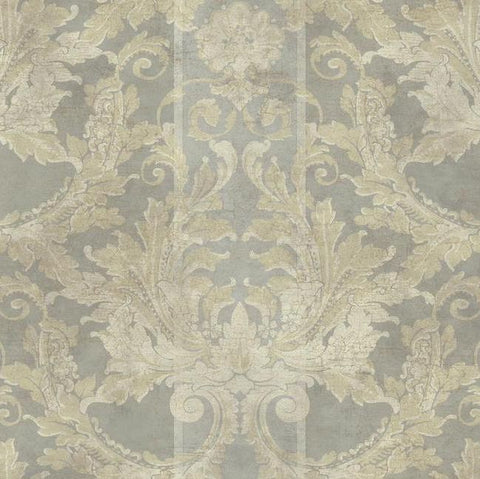 YORK GOLD LEAF DAMASK WITH STRIPE WALLPAPER - GF0790