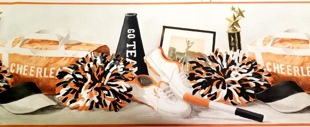 York Black & Orange Cheerleading Wallpaper Border - IN2692B