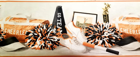 York Black & Orange Cheerleading Wallpaper Border - IN2692B