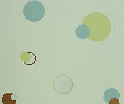 St. James Blue, Green and Brown Circle & Dot Wallpaper - BM9044