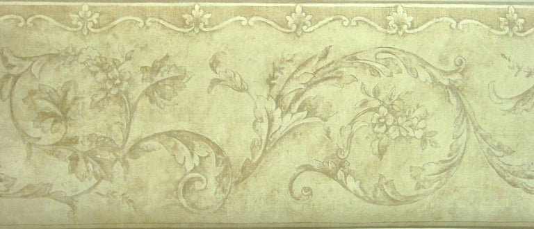 York Two Tone Brown Scroll Wallpaper Border - LE4403B