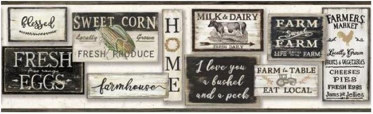 YORK, RUSTIC LIVING, FARM TO TABLE BORDER - LG1360BD