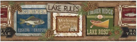 YORK, RUSTIC LIVING, LAKE RULES BORDER - LG1451BD