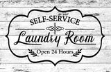 "Laundry Room Open 24 Hours." Wall Sticker Vinyl Sticker