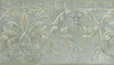 Brewster Blue & Silver Satin Medallion Scroll Wallpaper Border - 63184