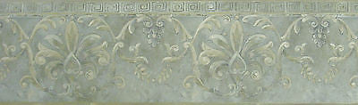 Brewster Blue & Silver Satin Medallion Scroll Wallpaper Border - 63184