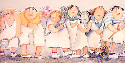 York Fun Ladies & Gents Ready for Tennis Wallpaper Border - OA4442B