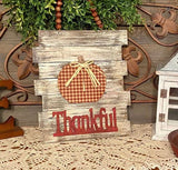 Thankful Pumpkins Wood Look Sign with Bead Hanger
