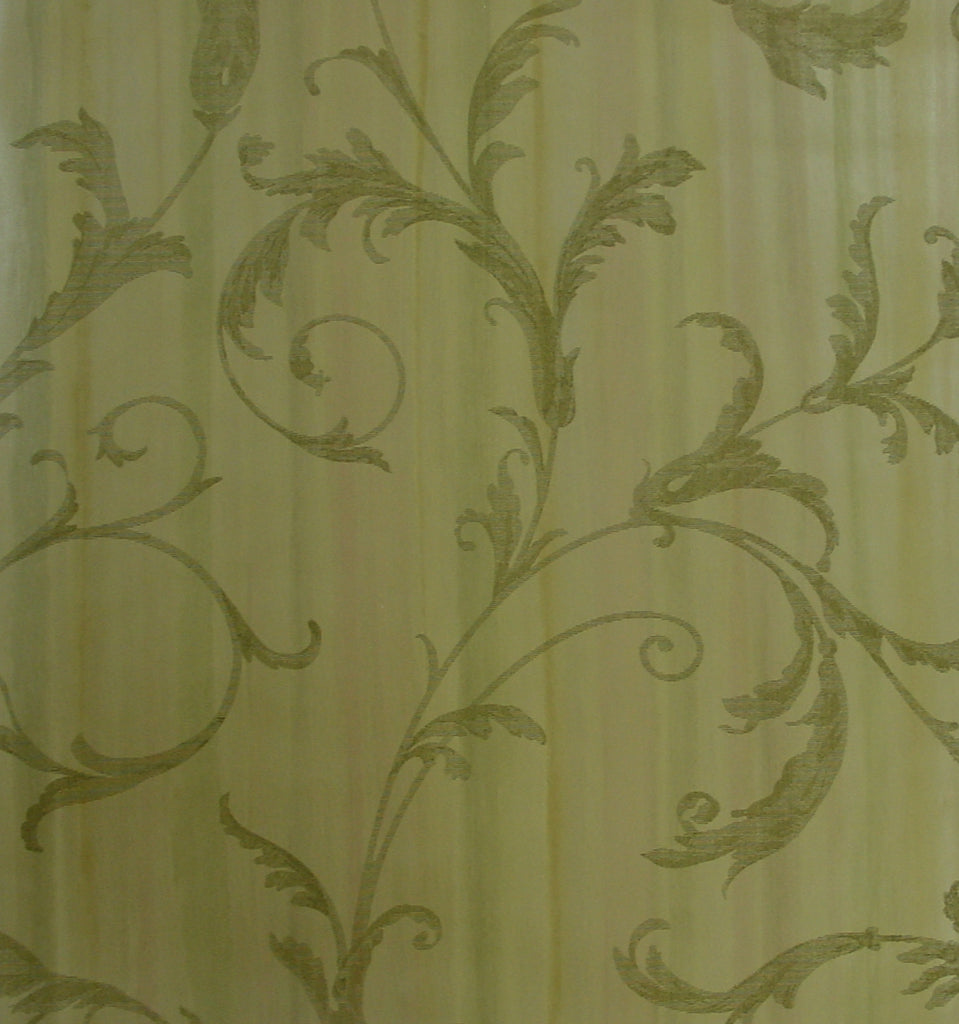 Ashford House Gold and Camel Leaf Scroll Wallpaper - YV9055