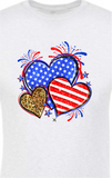 "American flag/leopard hearts" UNISEX TRIBLEND 3/4 SLEEVE RAGLAN TEE SHIRT