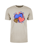 "American flag/leopard hearts" UNISEX TRIBLEND 3/4 SLEEVE RAGLAN TEE SHIRT