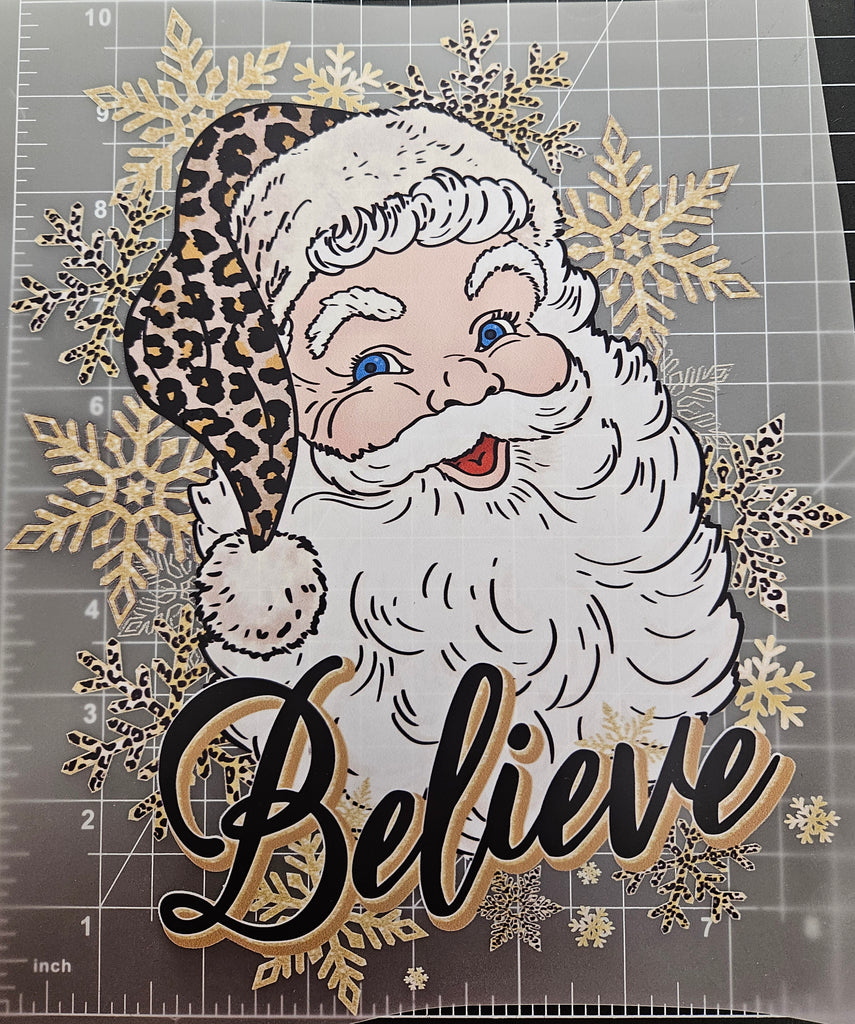 CHRISTMAS "BELIEVE" SANTA, DTF TRANSFER SHEET