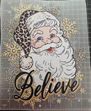 CHRISTMAS "BELIEVE" SANTA, DTF TRANSFER SHEET