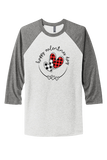 VALENTINE "HAPPY VALENTINES DAY" UNISEX TRIBLEND 3/4 SLEEVE RAGLAN TEE SHIRT