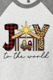 CHRISTMAS "JOY TO THE WORLD" UNISEX TRIBLEND 3/4-SLEEVE RAGLAN TEE SHIRT