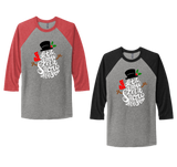 CHRISTMAS "LET IT SNOW" UNISEX TRIBLEND 3/4 SLEEVE RAGLAN TEE SHIRT