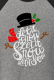 CHRISTMAS "LET IT SNOW" UNISEX TRIBLEND 3/4 SLEEVE RAGLAN TEE SHIRT