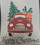 "MERRY CHRISTMAS", RED DELIVERY TRUCK DTF TRANSFER SHEET