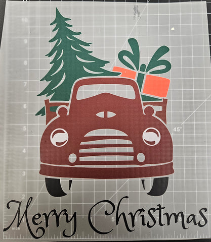 "MERRY CHRISTMAS", RED DELIVERY TRUCK DTF TRANSFER SHEET