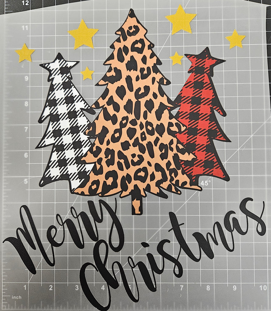 "MERRY CHRISTMAS" TREES, DTF TRANSFER SHEET