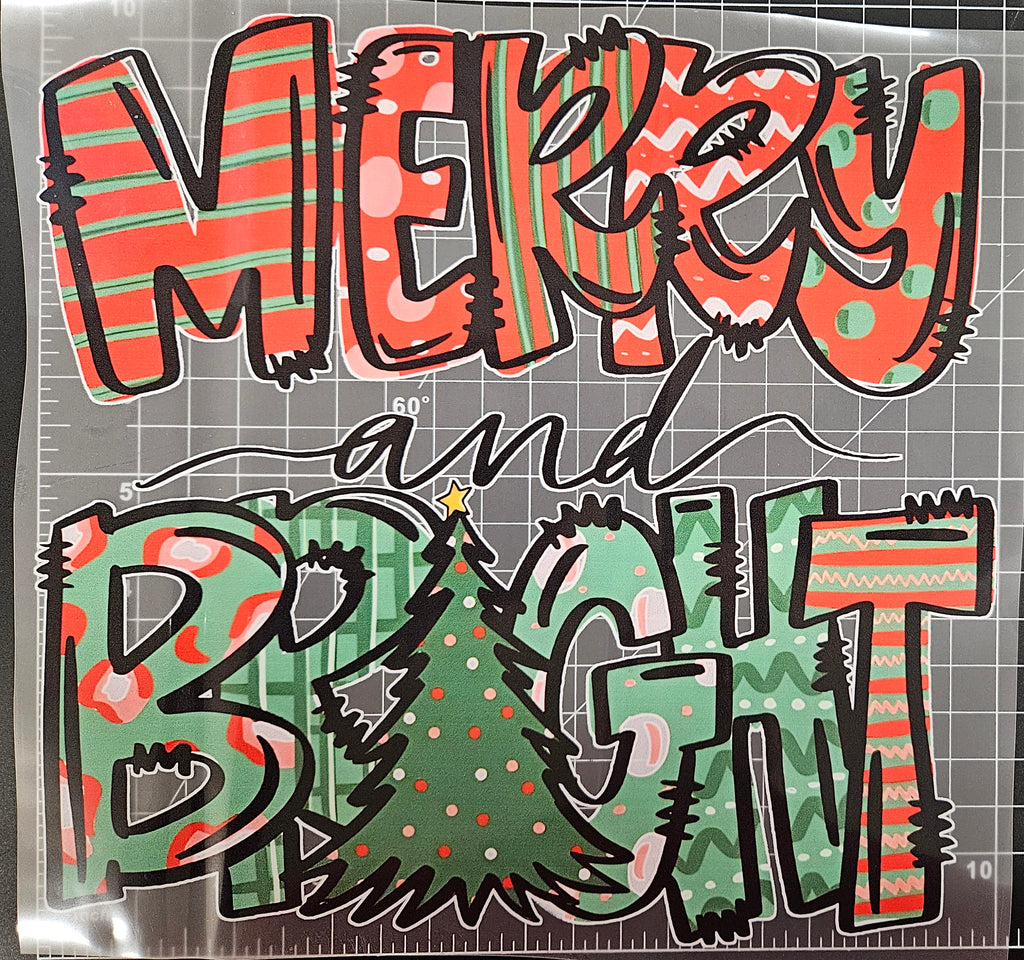 "MERRY AND BRIGHT" HOLIDAY WRAPPING PRINT, DTF TRANSFER SHEET